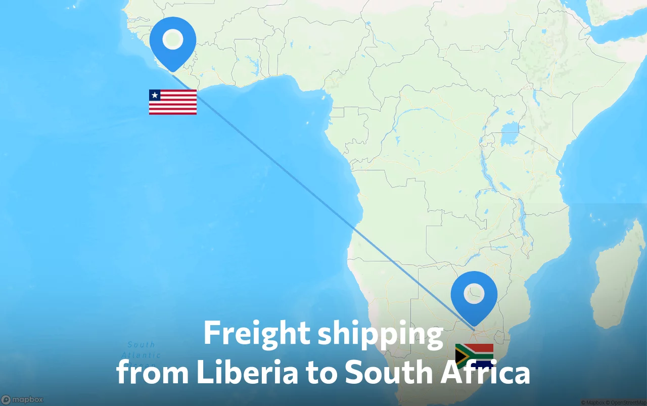 Shipping route from Liberia to South Africa