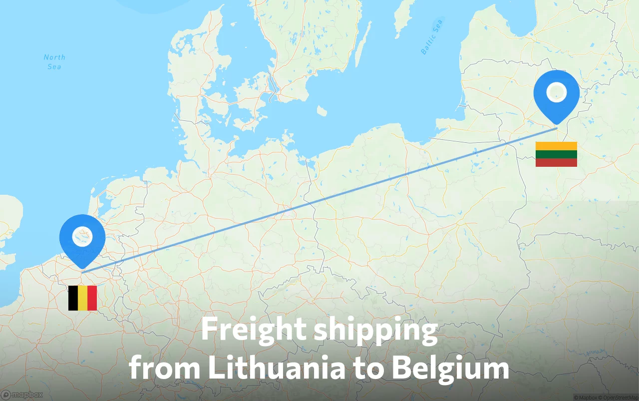 Shipping route from Lithuania to Belgium