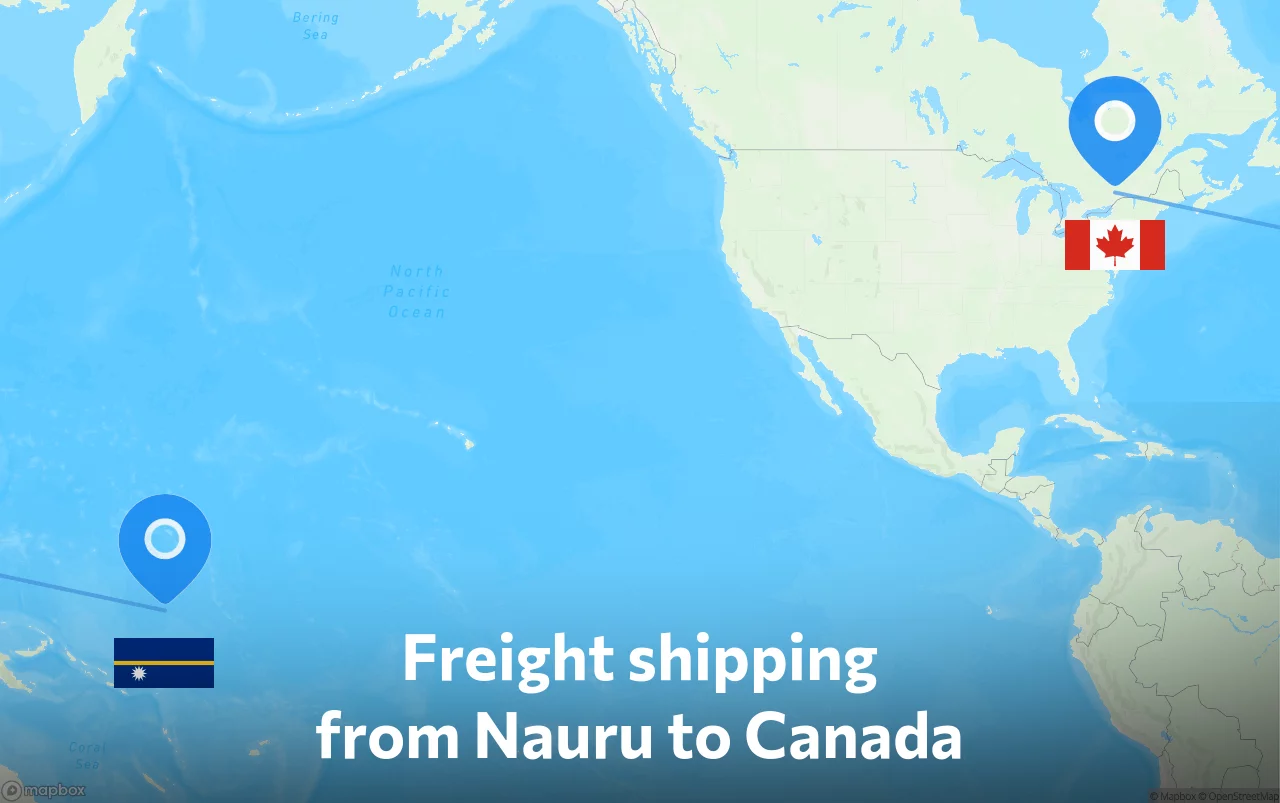 Shipping route from Nauru to Canada