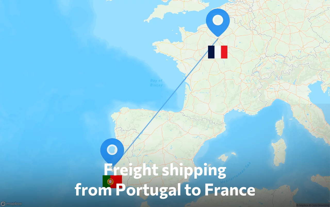 Shipping route from Portugal to France