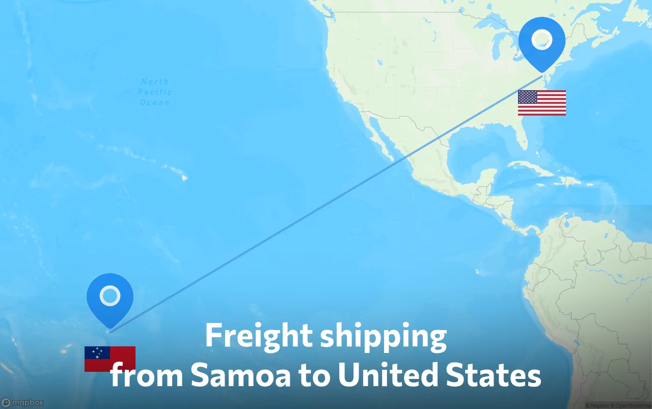 Shipping route from Samoa to United States