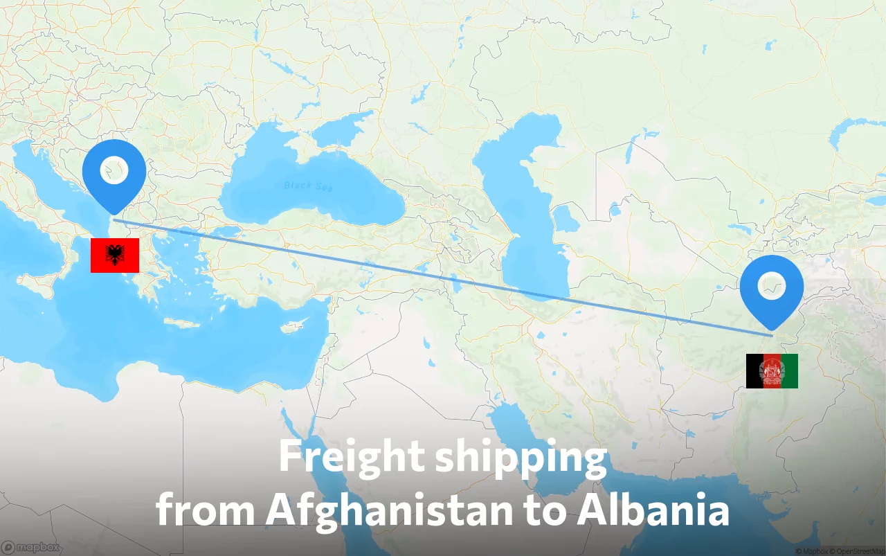 Shipping route from Afghanistan to Albania