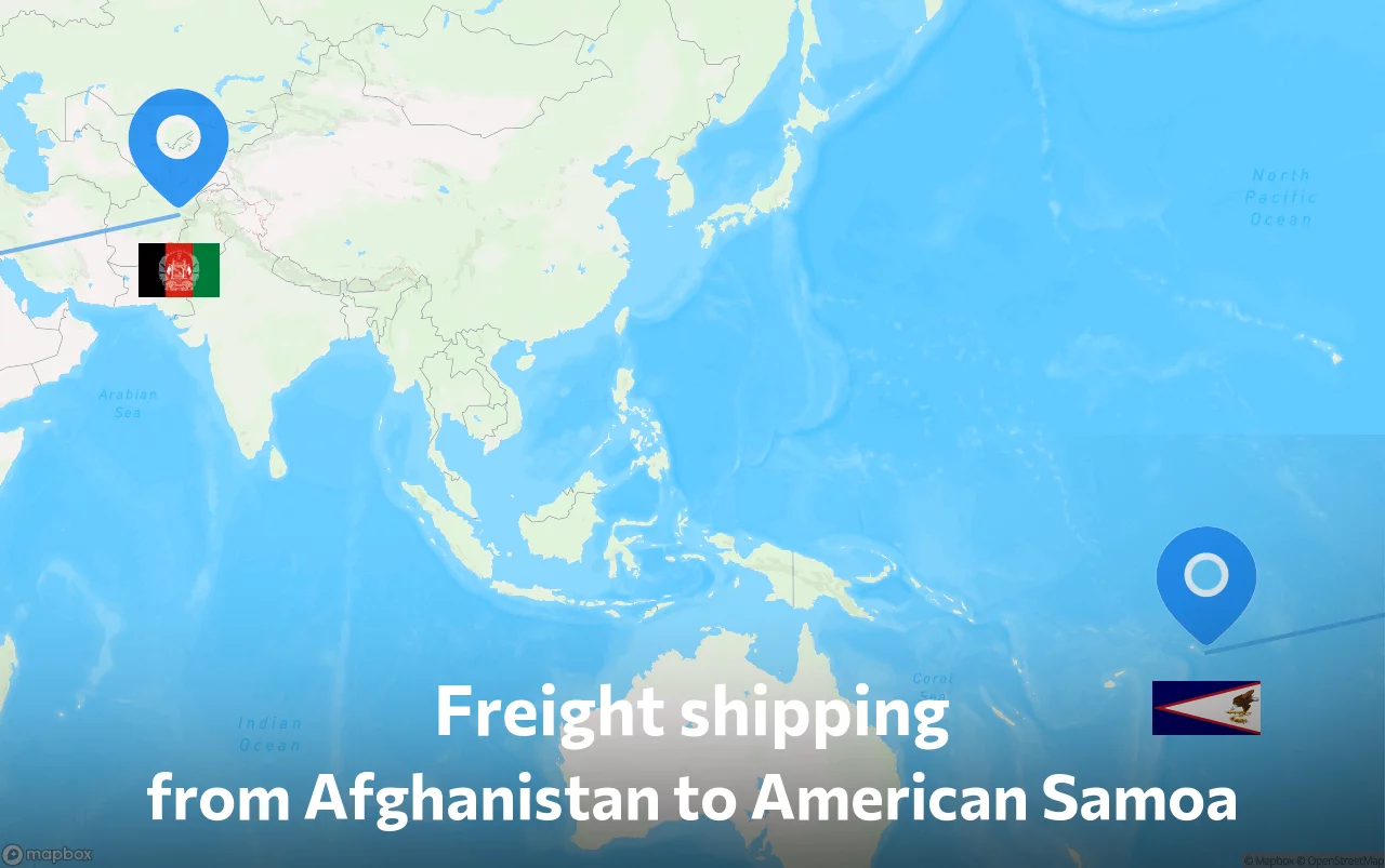 Shipping route from Afghanistan to American Samoa
