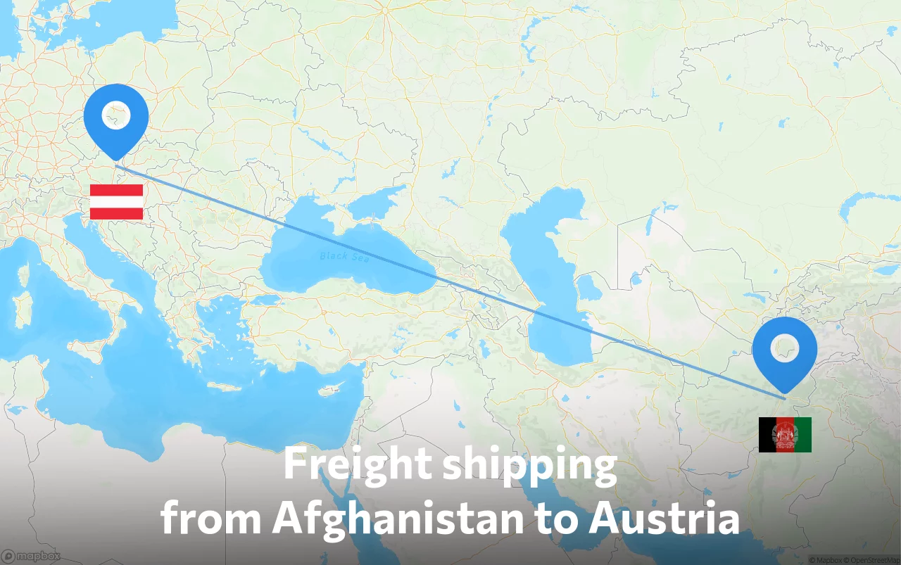 Shipping route from Afghanistan to Austria