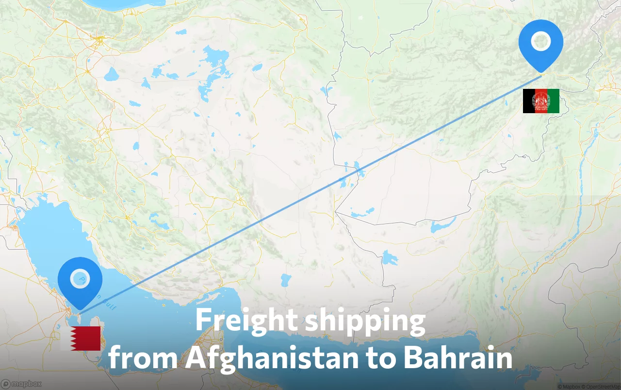 Shipping route from Afghanistan to Bahrain