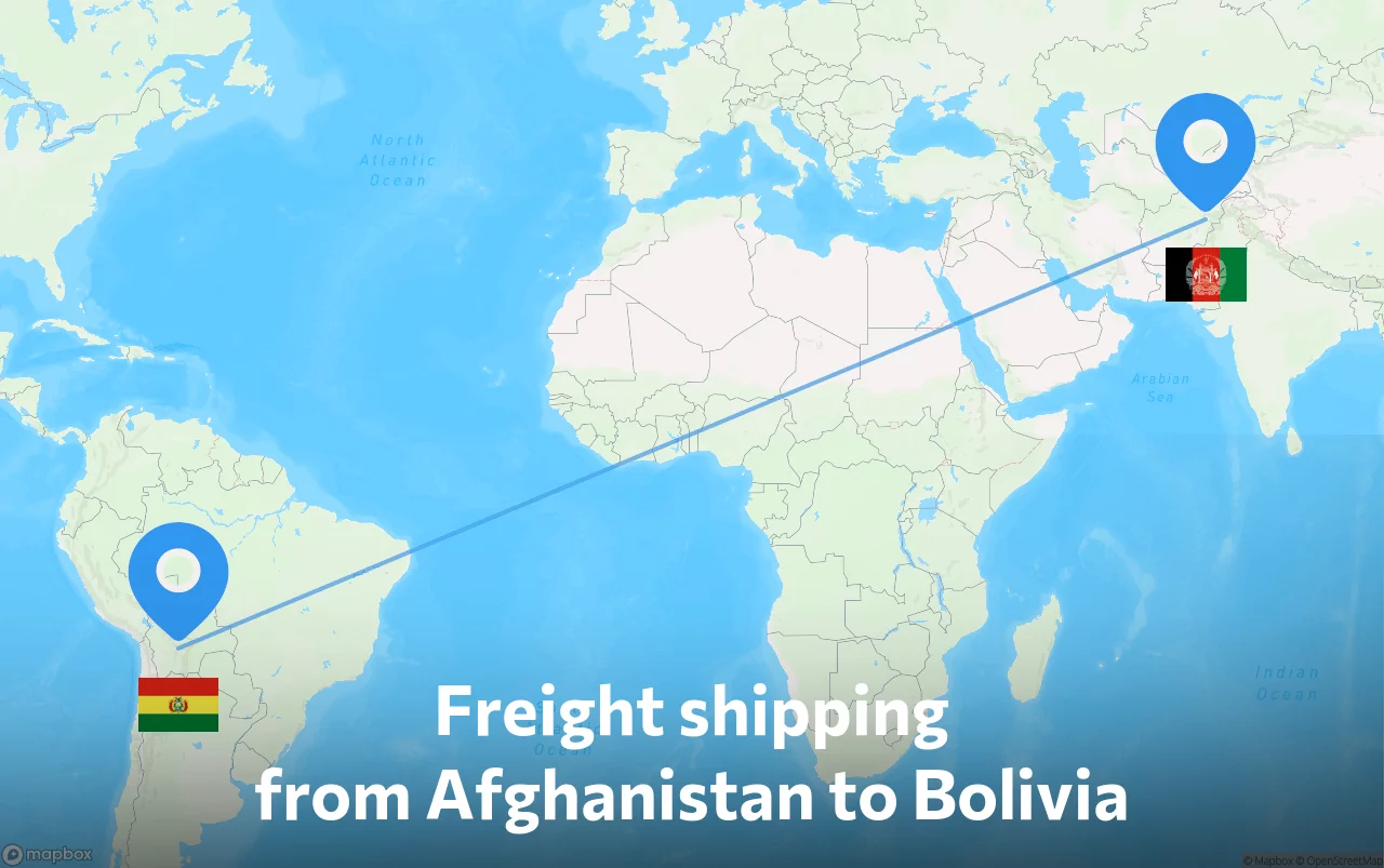 Shipping route from Afghanistan to Bolivia