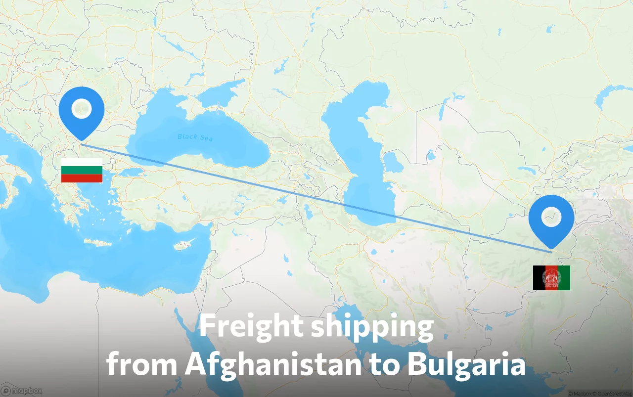 Shipping route from Afghanistan to Bulgaria