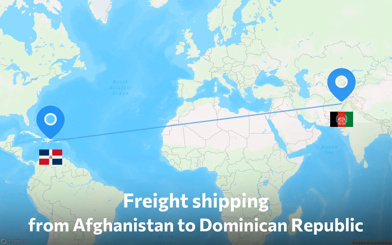 Shipping route from Afghanistan to Dominican Republic
