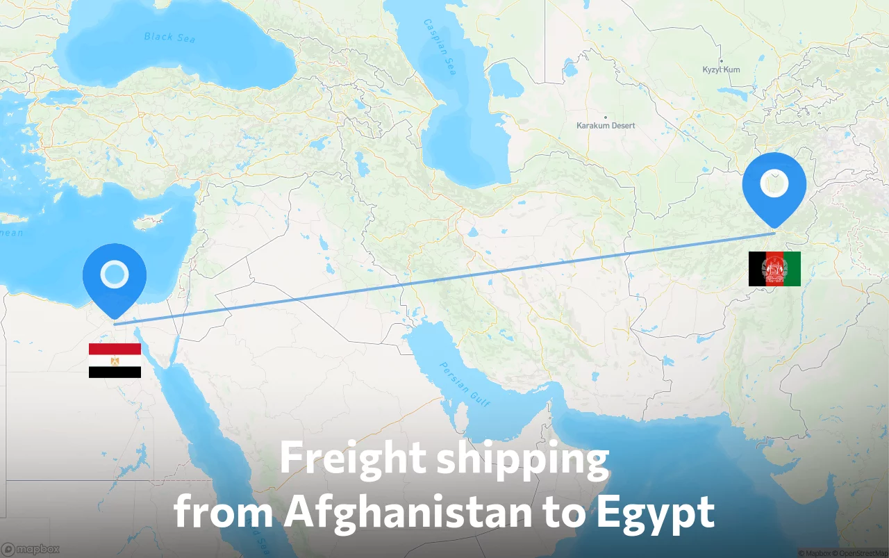 Shipping route from Afghanistan to Egypt