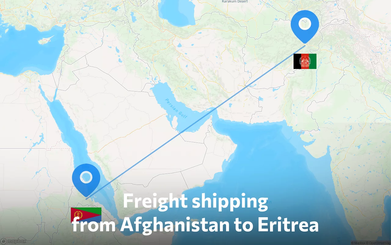 Shipping route from Afghanistan to Eritrea