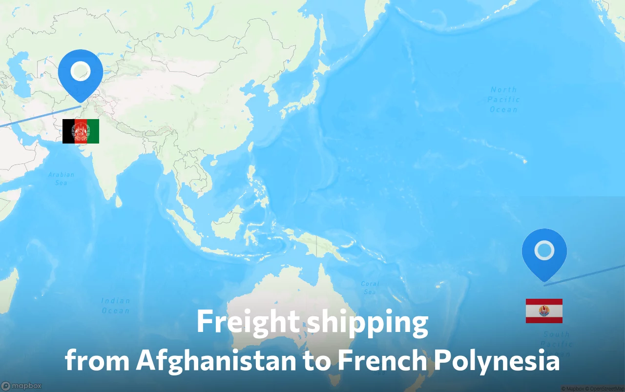 Shipping route from Afghanistan to French Polynesia