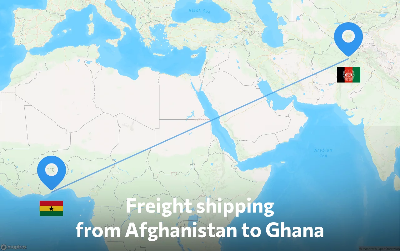 Shipping route from Afghanistan to Ghana