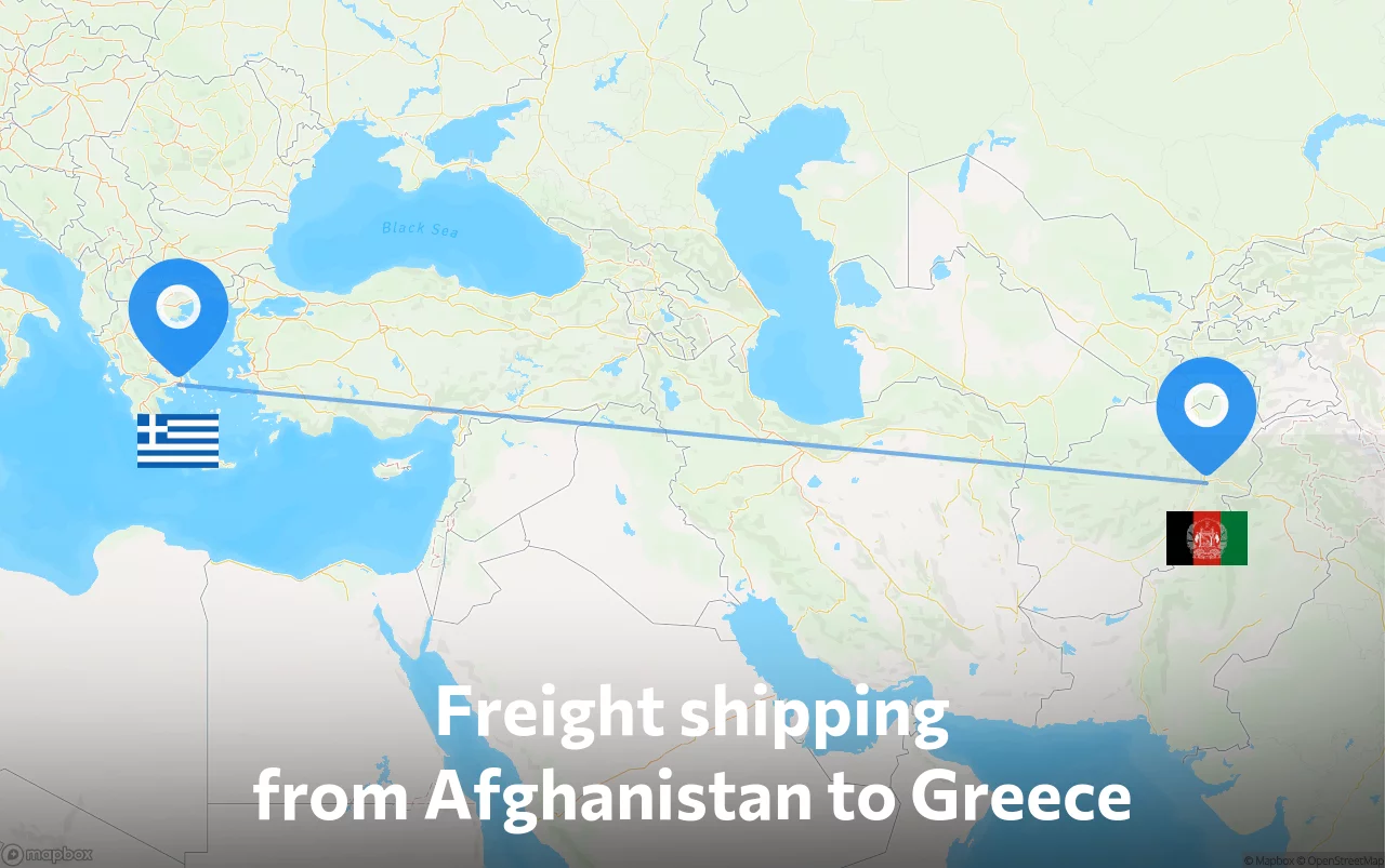 Shipping route from Afghanistan to Greece