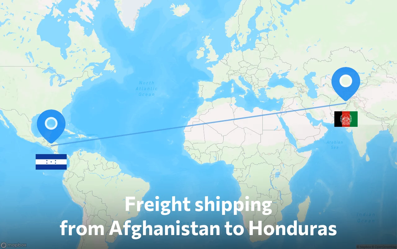 Shipping route from Afghanistan to Honduras