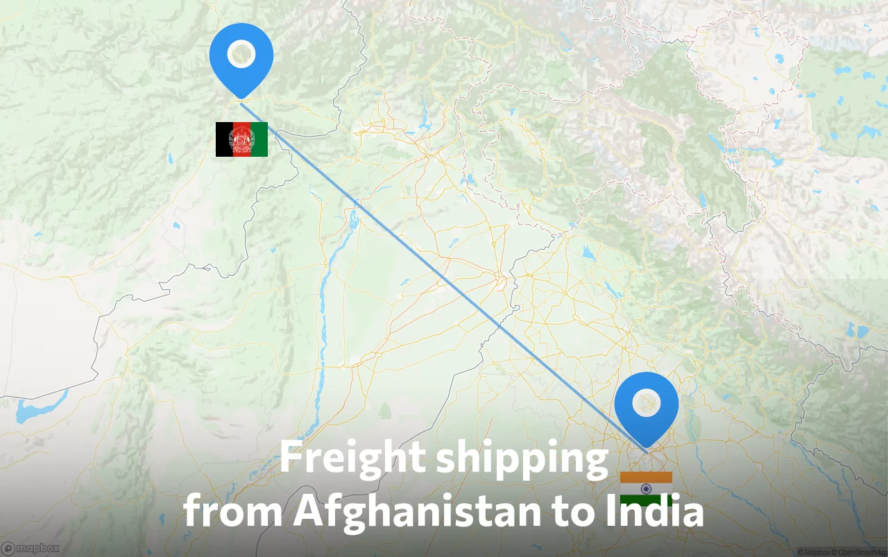 Shipping route from Afghanistan to India
