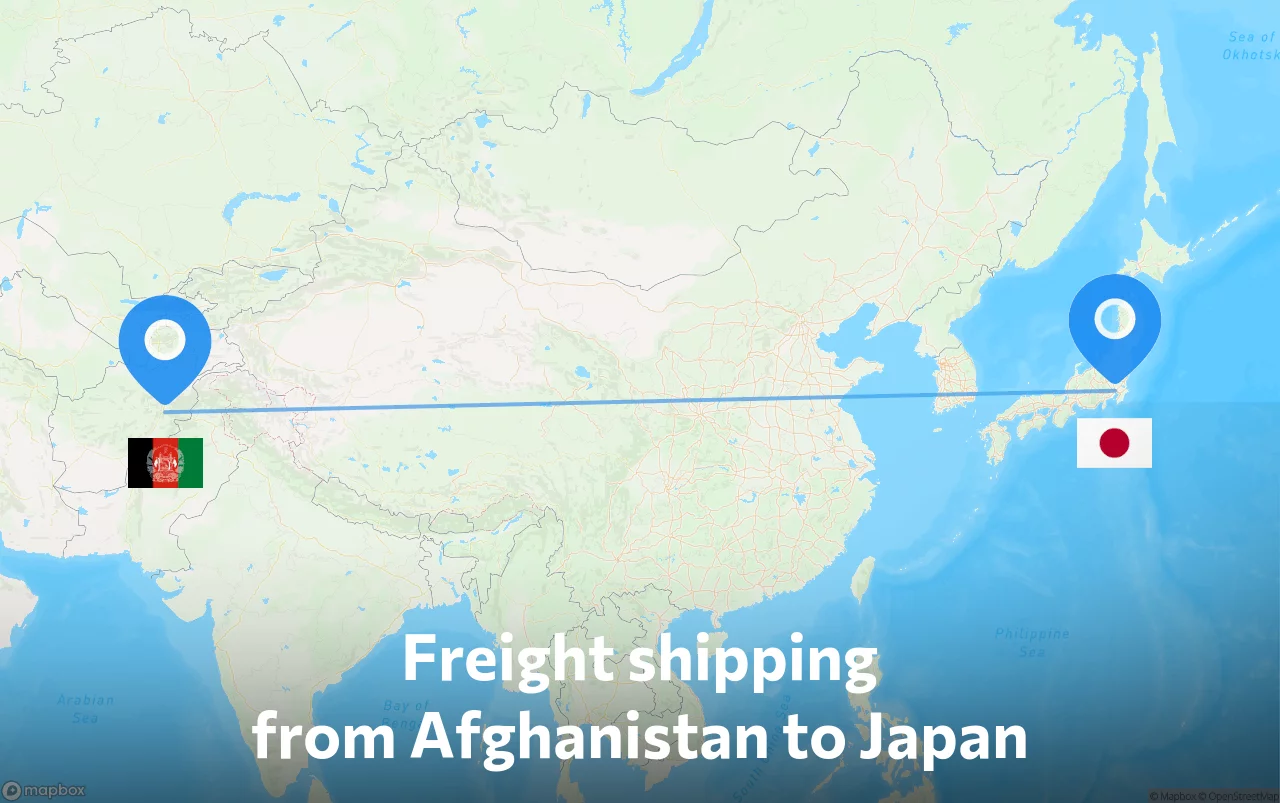 Shipping route from Afghanistan to Japan