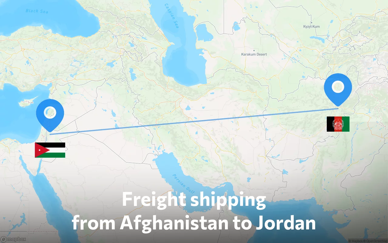 Shipping route from Afghanistan to Jordan