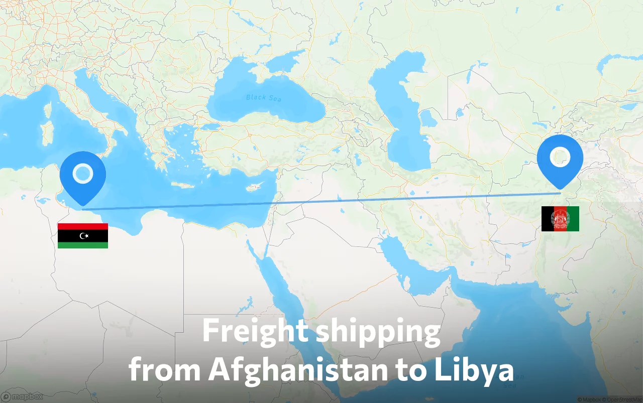 Shipping route from Afghanistan to Libya