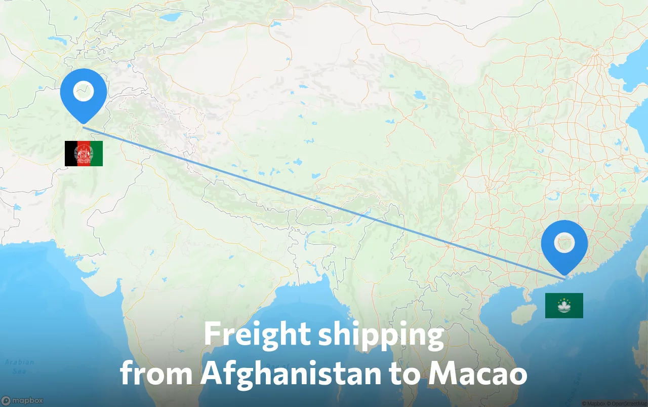 Shipping route from Afghanistan to Macao