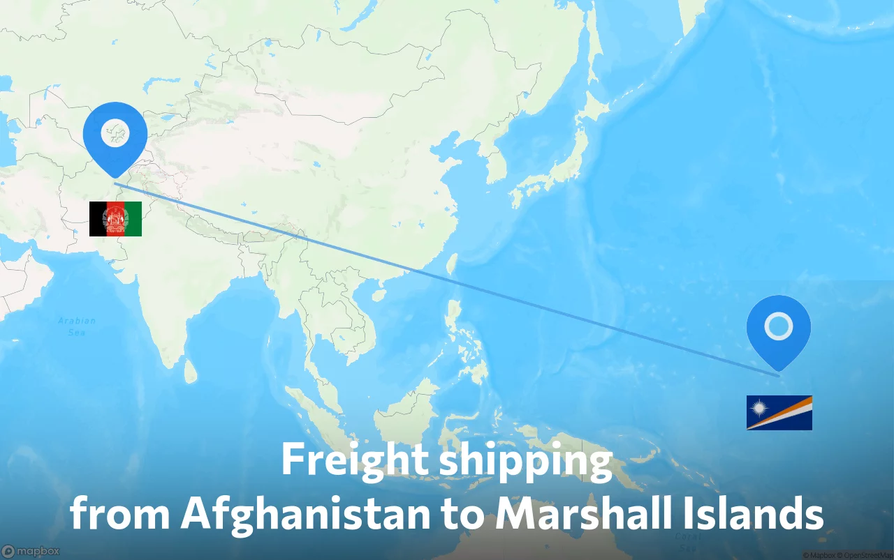 Shipping route from Afghanistan to Marshall Islands