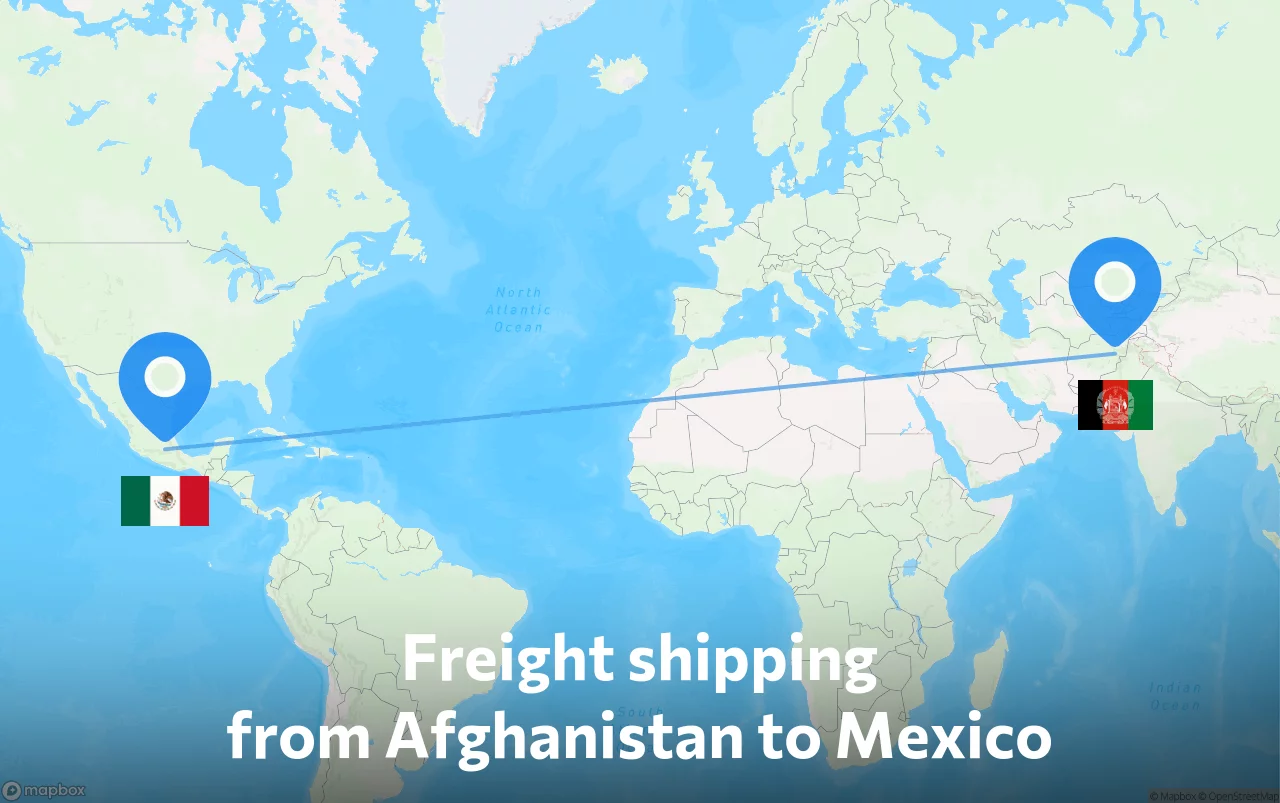 Shipping route from Afghanistan to Mexico
