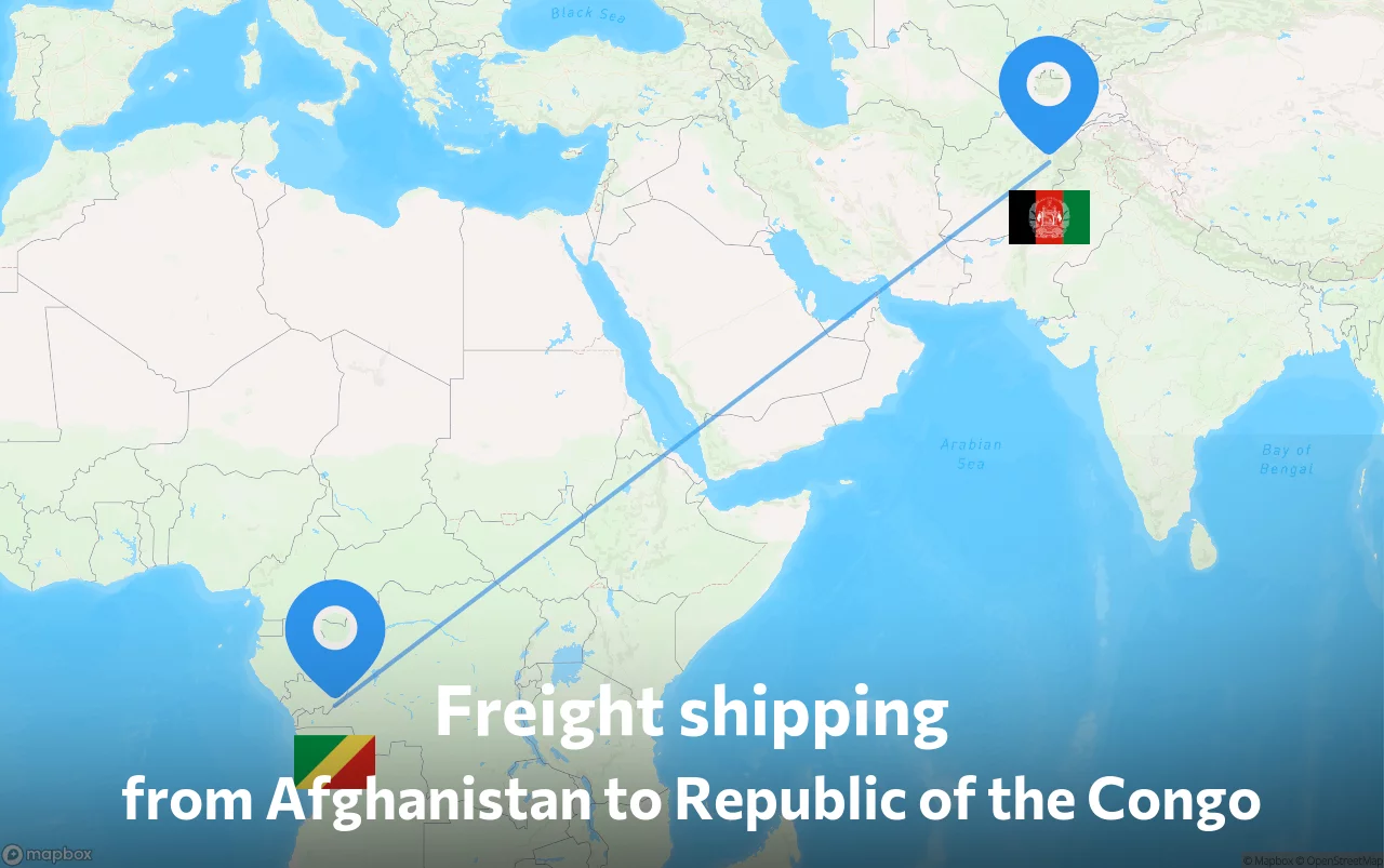Shipping route from Afghanistan to Republic of the Congo