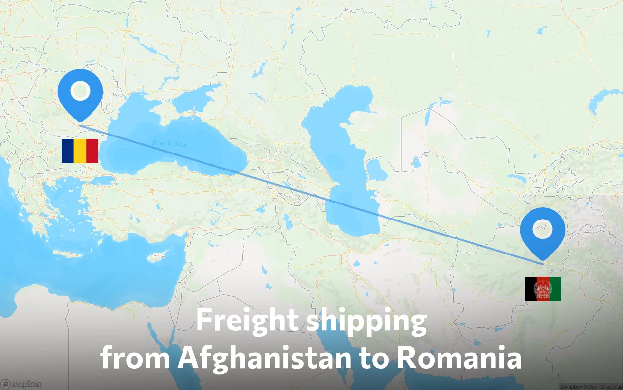 Shipping route from Afghanistan to Romania
