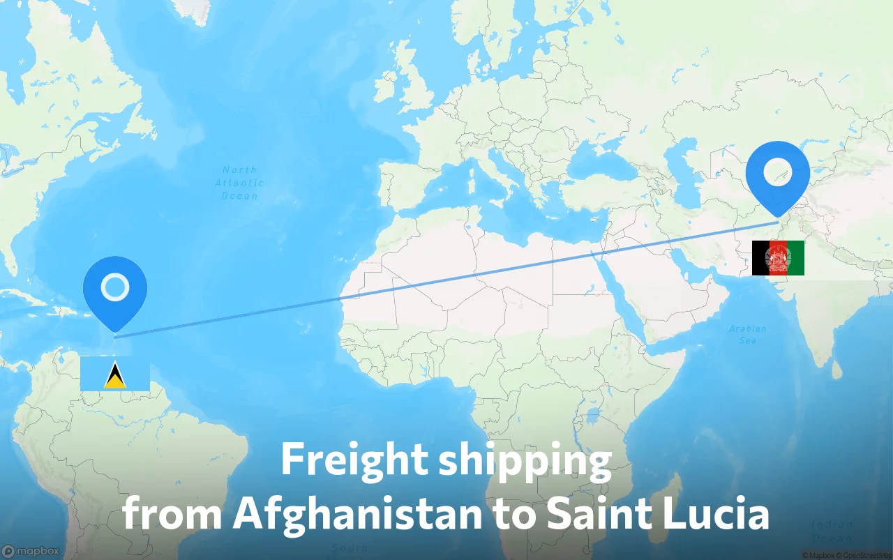 Shipping route from Afghanistan to Saint Lucia