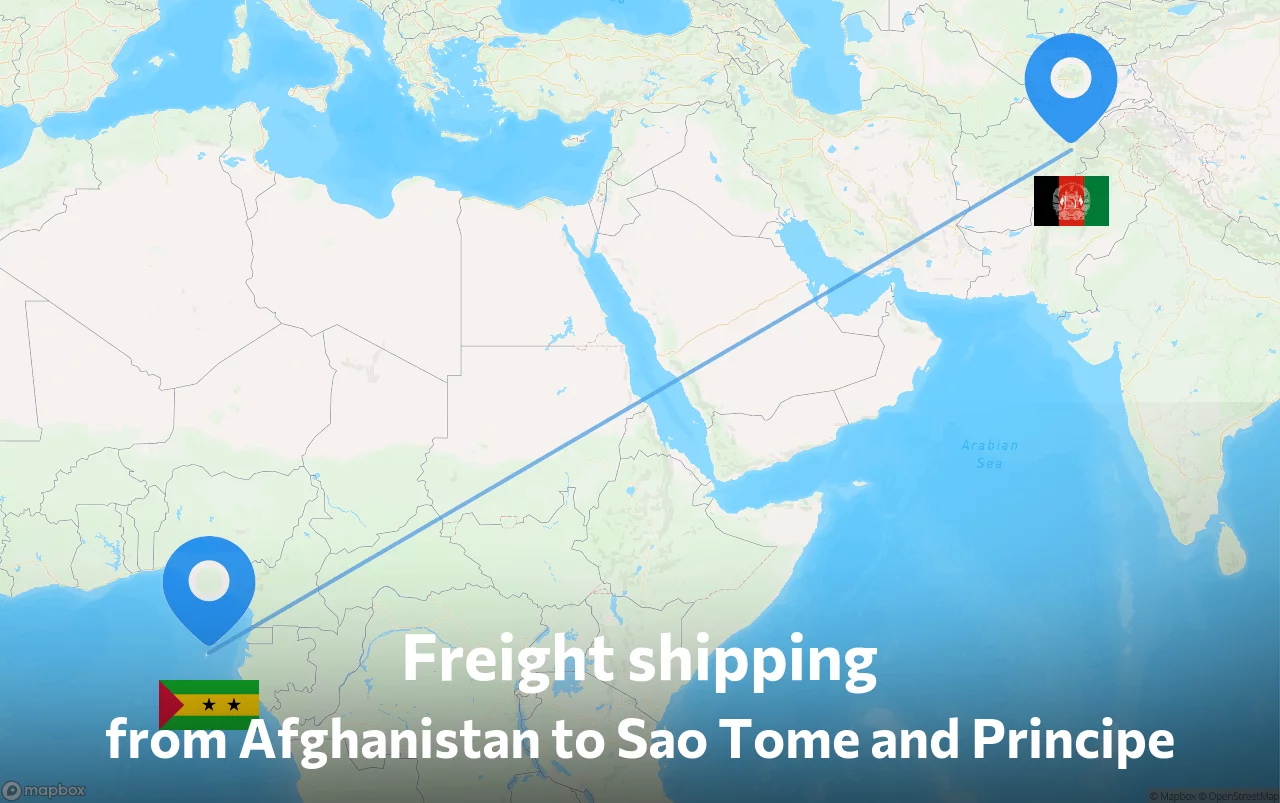 Shipping route from Afghanistan to Sao Tome and Principe