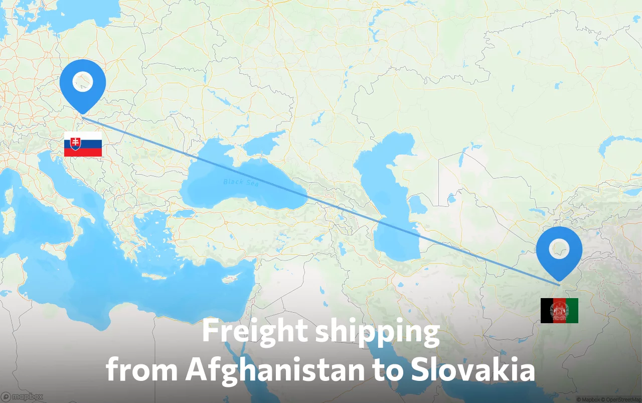 Shipping route from Afghanistan to Slovakia