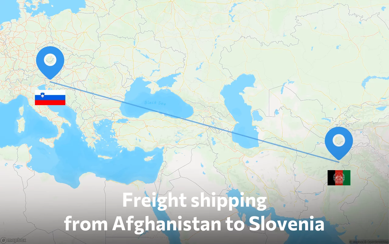 Shipping route from Afghanistan to Slovenia