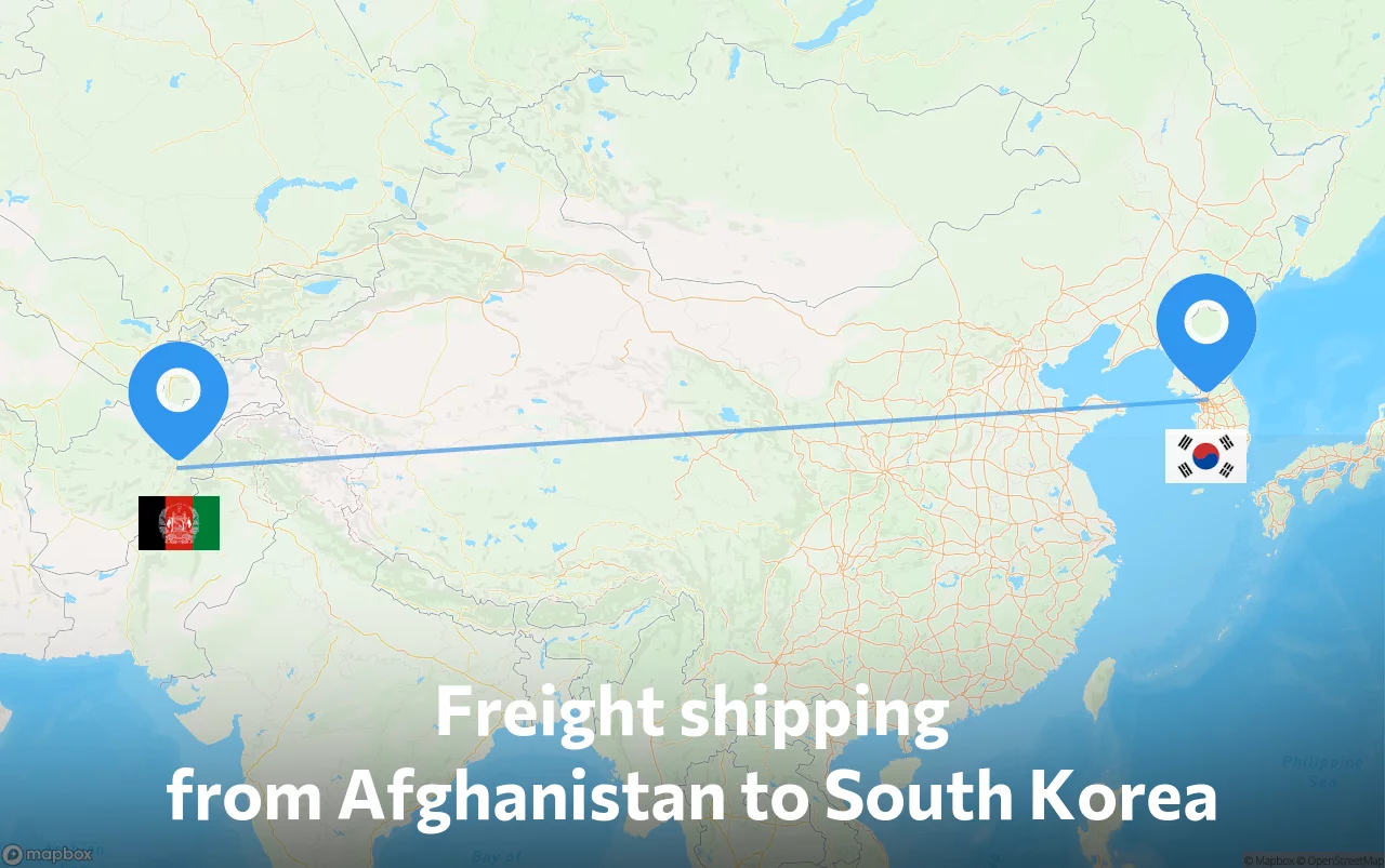 Shipping route from Afghanistan to South Korea