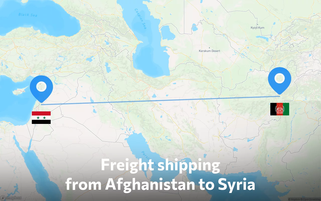 Shipping route from Afghanistan to Syria