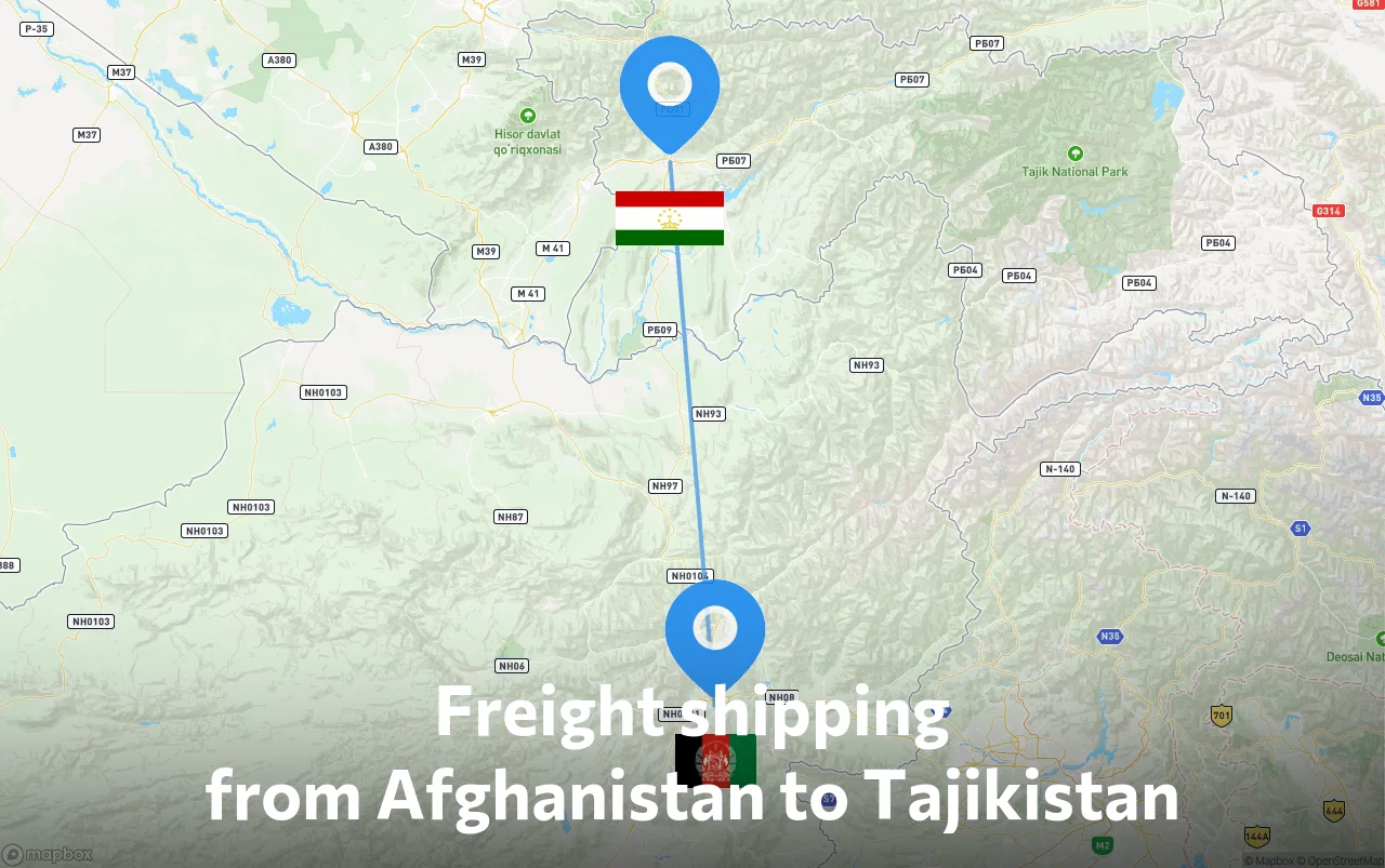 Shipping route from Afghanistan to Tajikistan