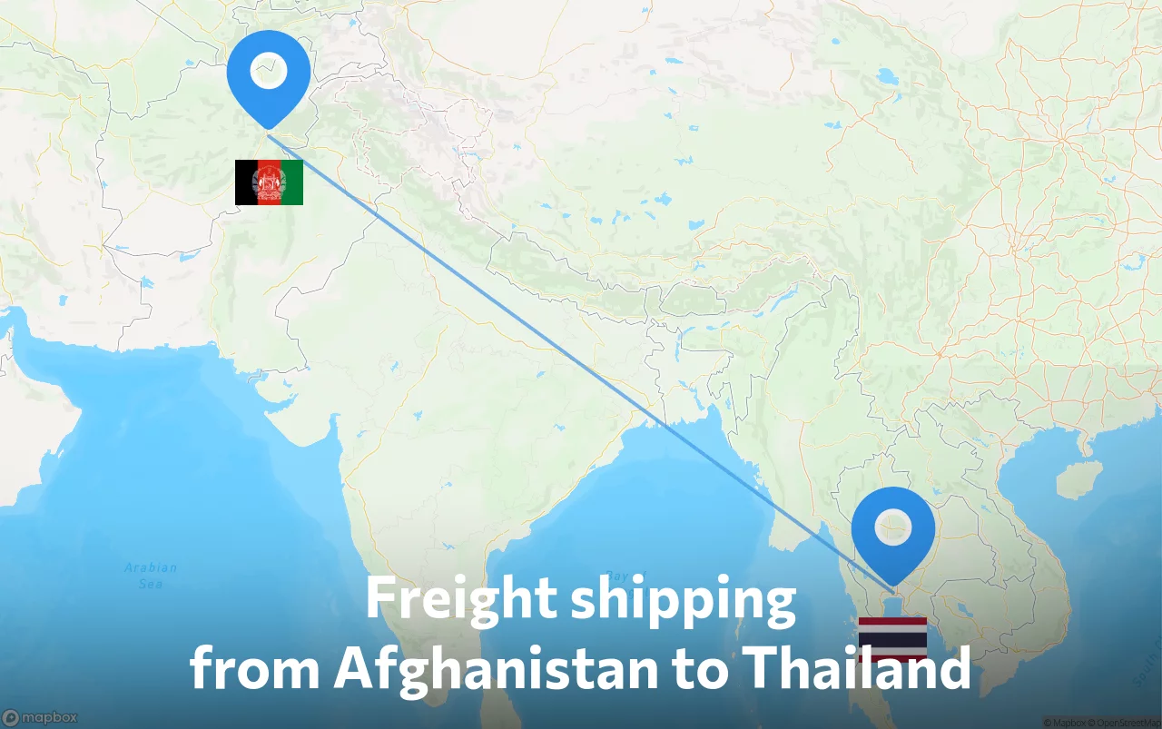 Shipping route from Afghanistan to Thailand