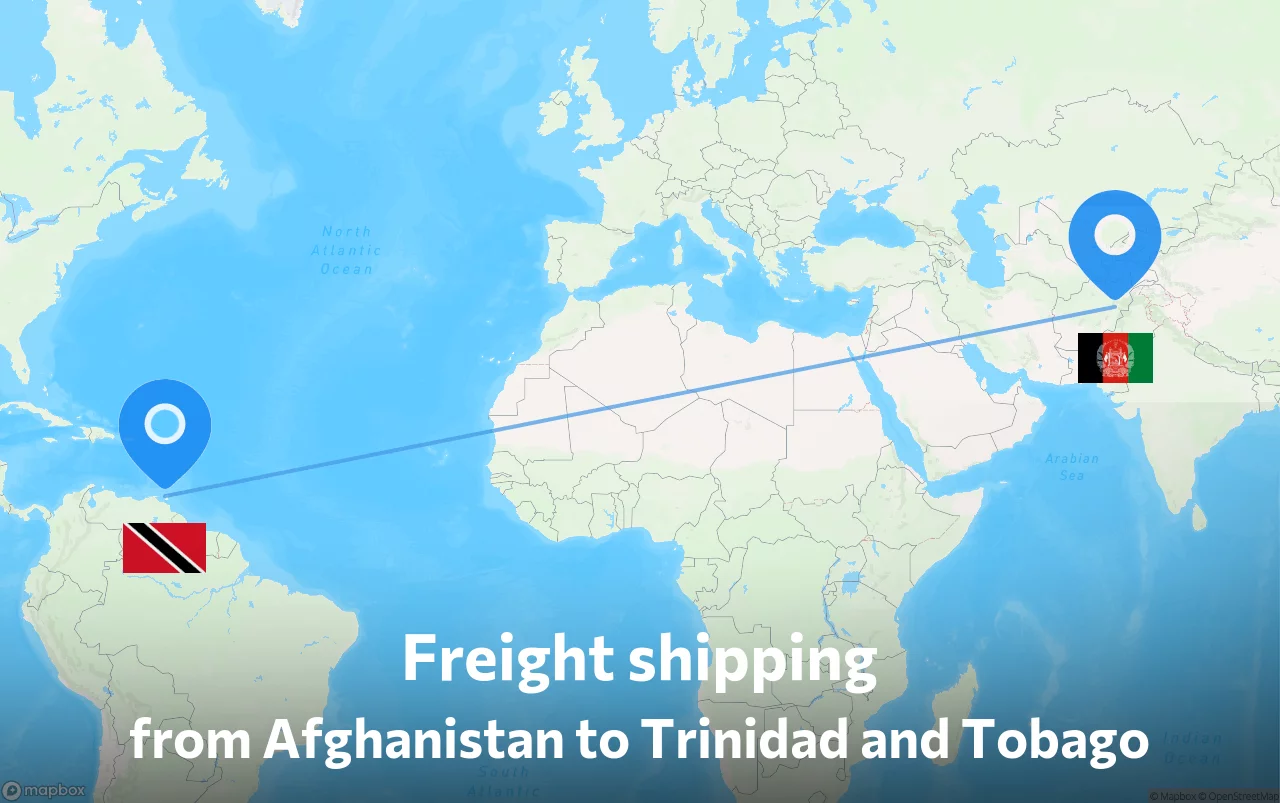 Shipping route from Afghanistan to Trinidad and Tobago