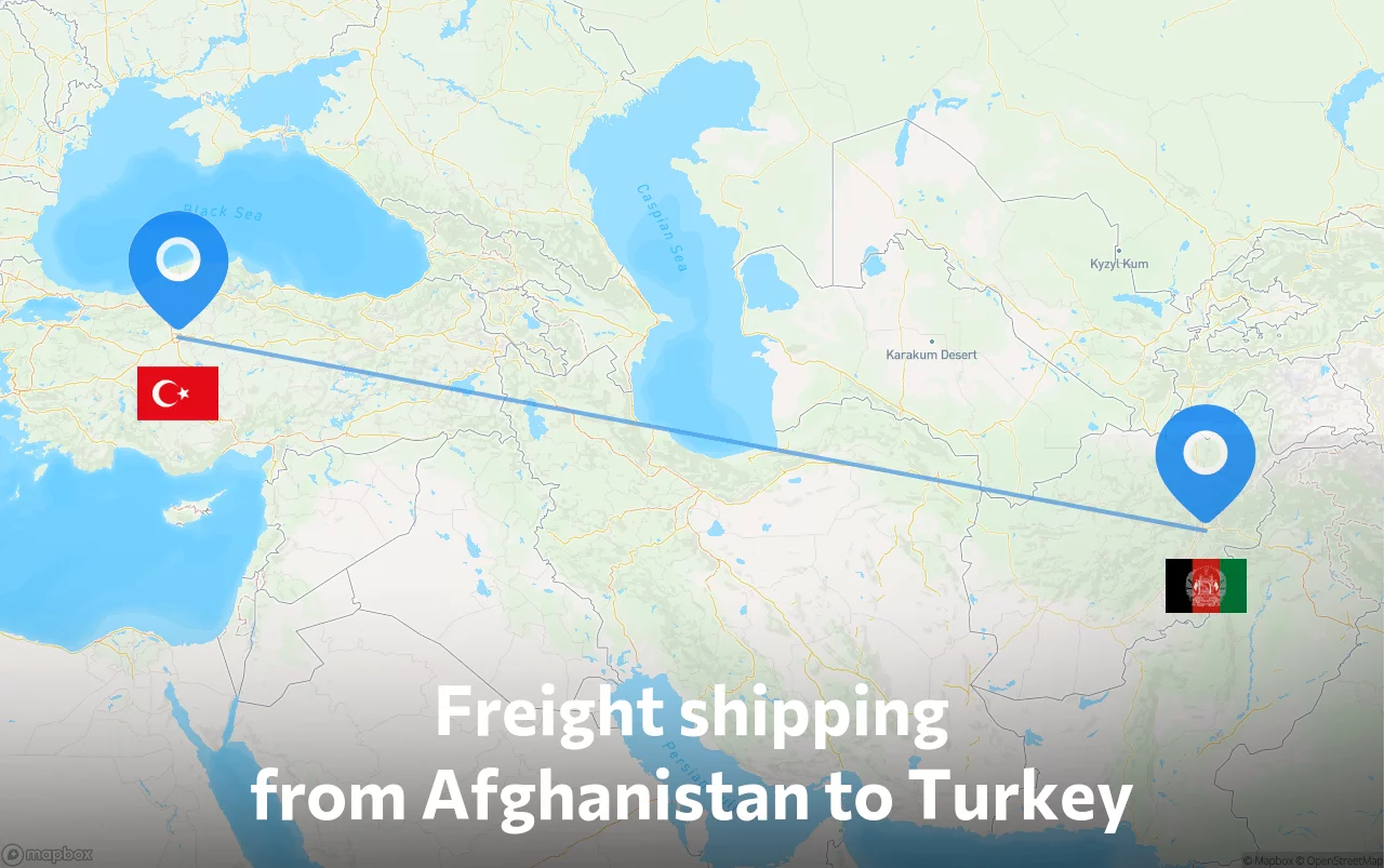 Shipping route from Afghanistan to Turkey