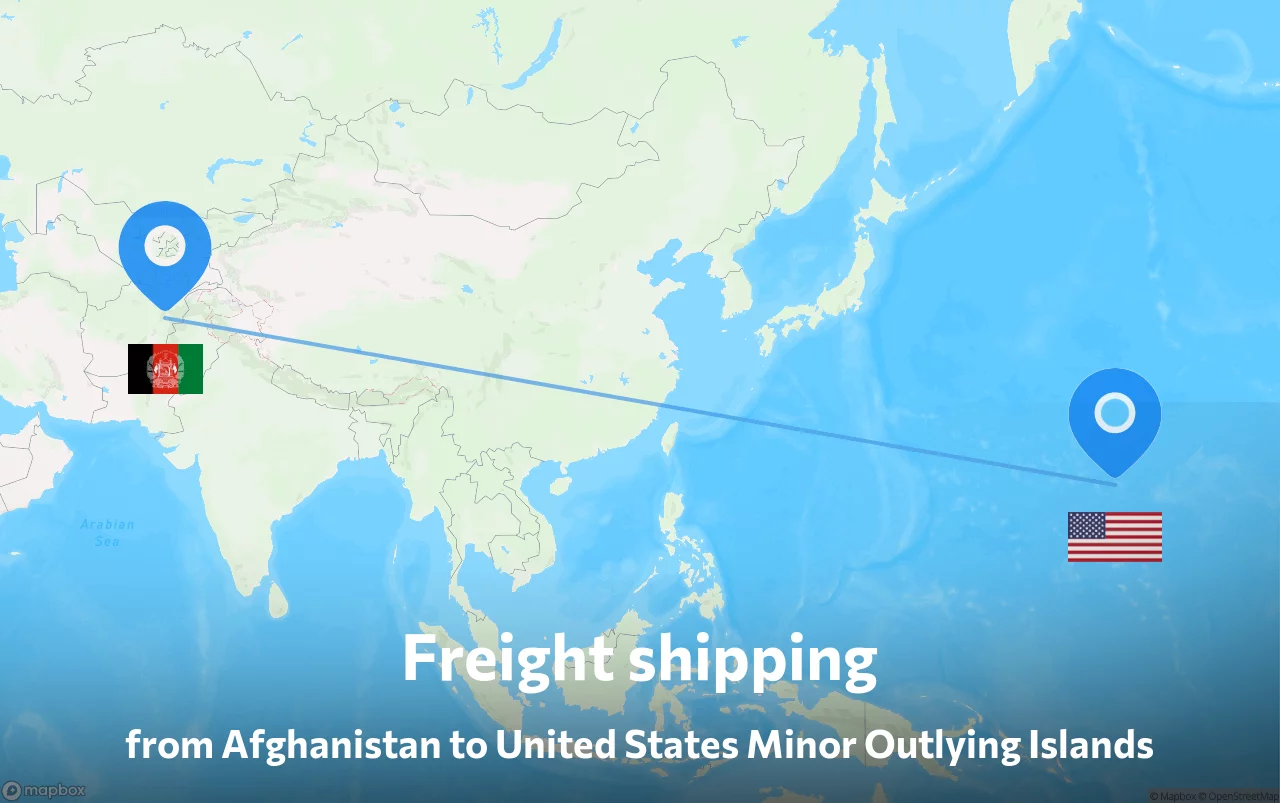 Shipping route from Afghanistan to United States Minor Outlying Islands