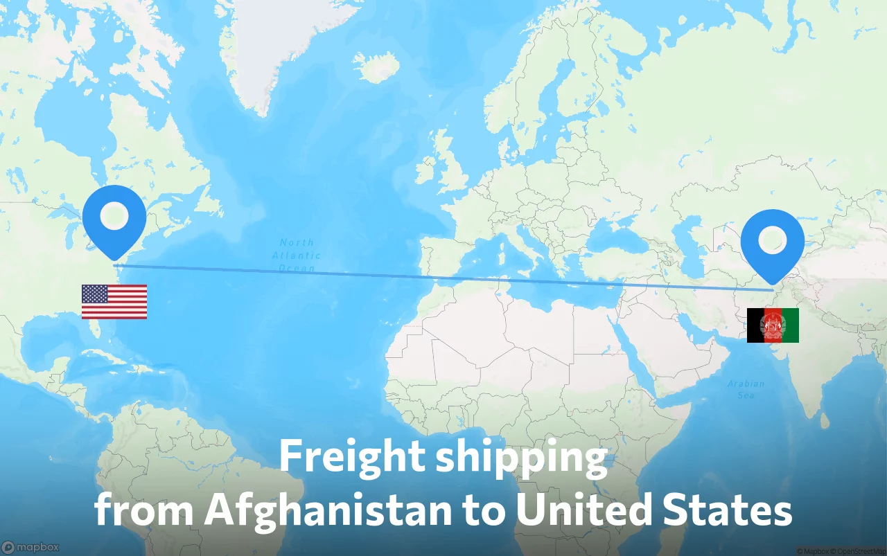 Shipping route from Afghanistan to United States