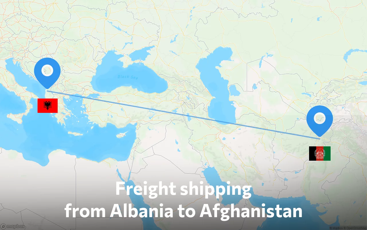 Shipping route from Albania to Afghanistan