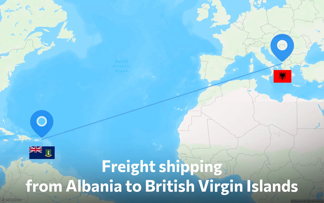 Shipping route from Albania to British Virgin Islands