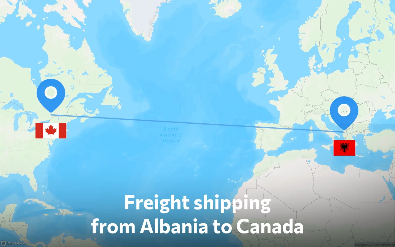 Shipping route from Albania to Canada
