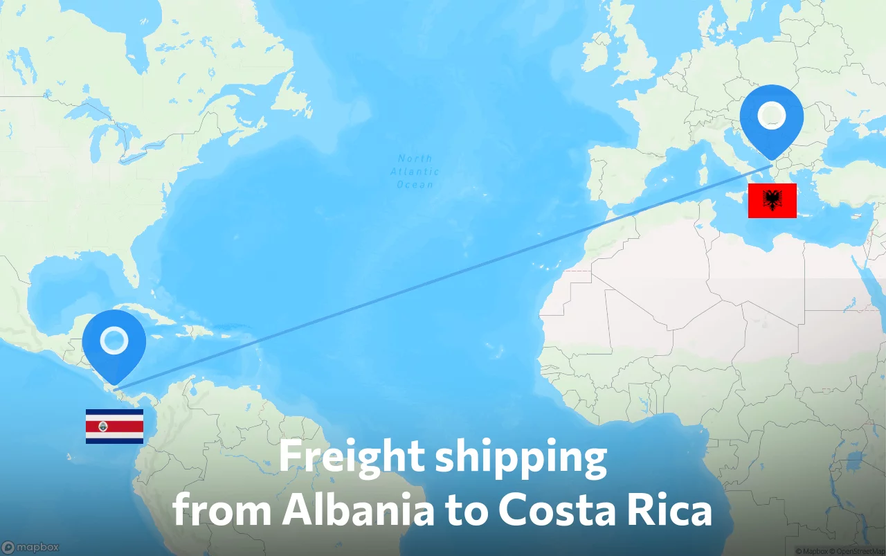 Shipping route from Albania to Costa Rica