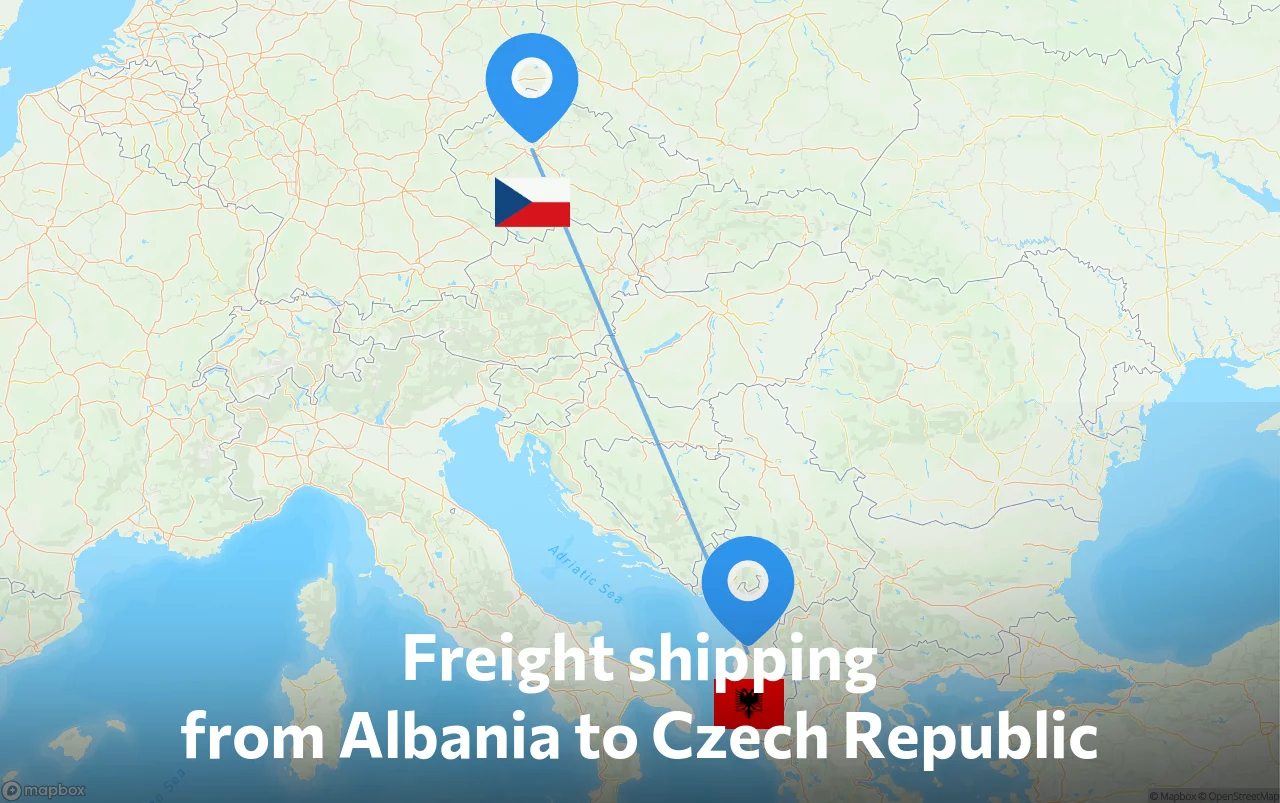 Shipping route from Albania to Czech Republic
