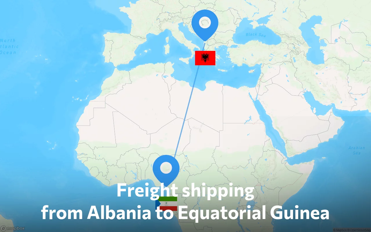 Shipping route from Albania to Equatorial Guinea