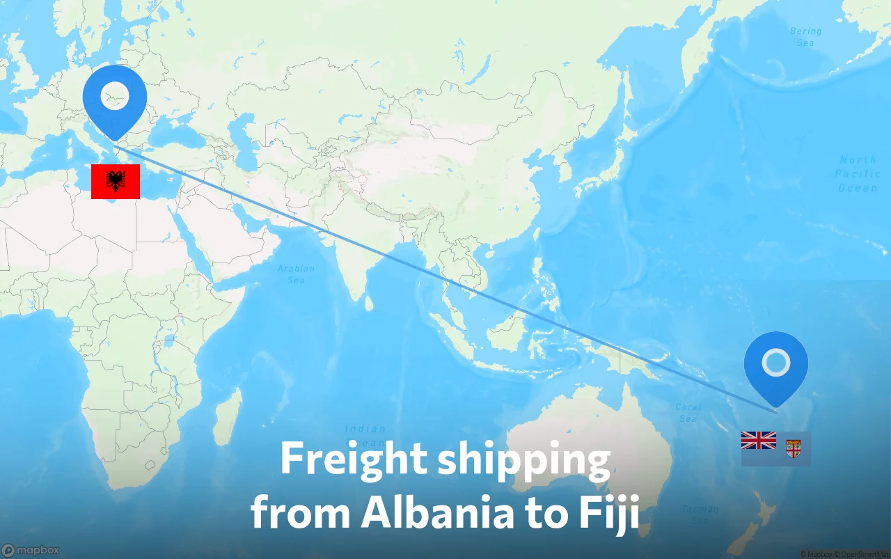 Shipping route from Albania to Fiji