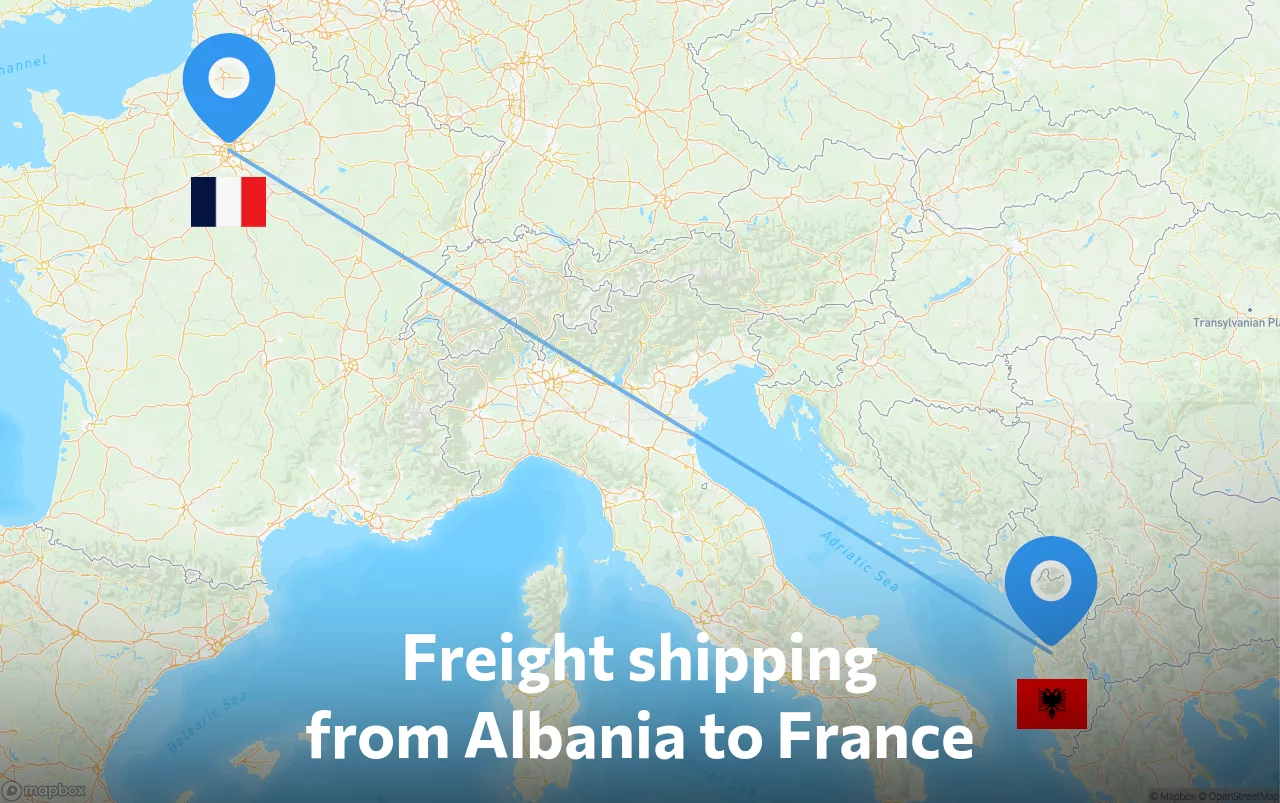 Shipping route from Albania to France