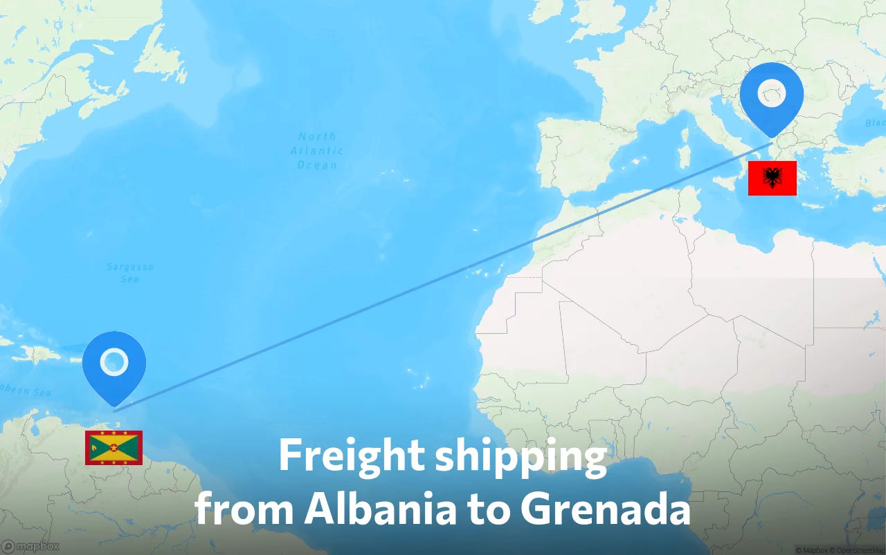 Shipping route from Albania to Grenada