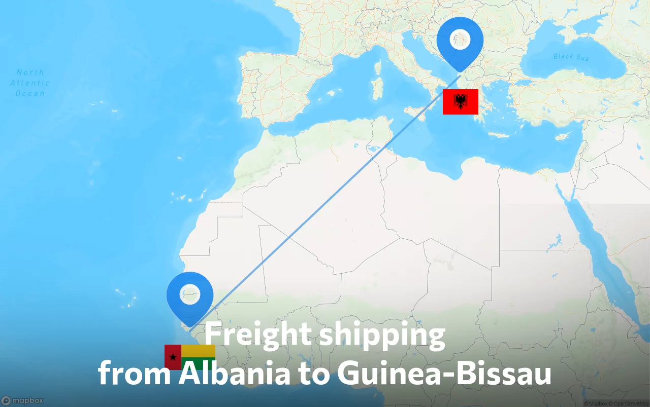 Shipping route from Albania to Guinea-Bissau