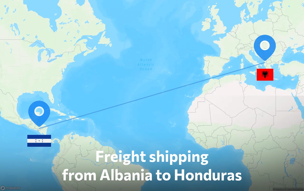 Shipping route from Albania to Honduras